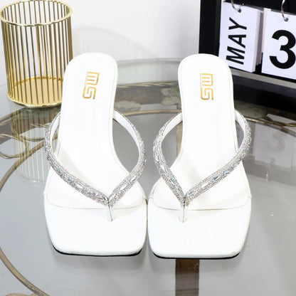 Rhinestone Toe-Clip Stiletto High Heels for Women's Summer Wear