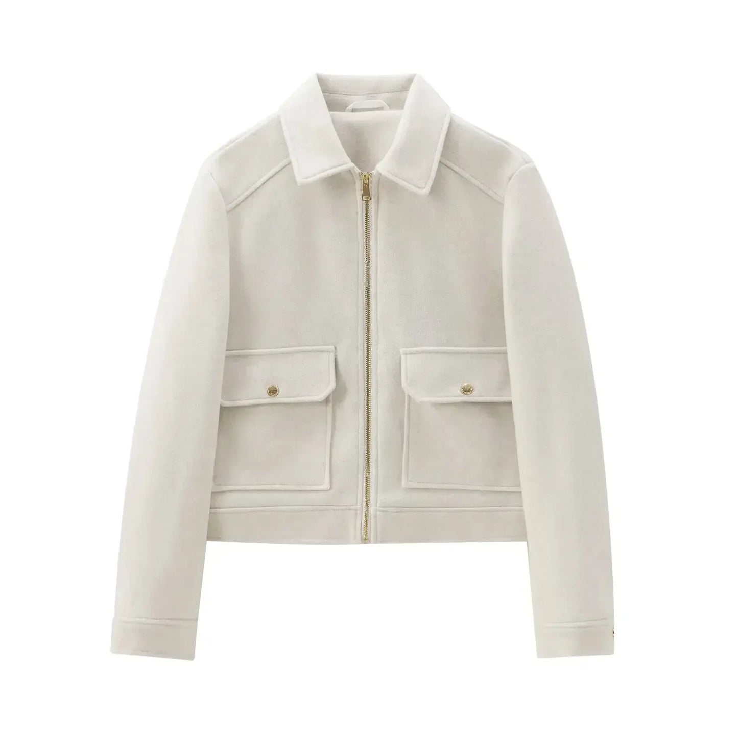 | Women’s Wool Bomber Jacket with Zipper