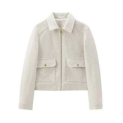 | Women’s Wool Bomber Jacket with Zipper