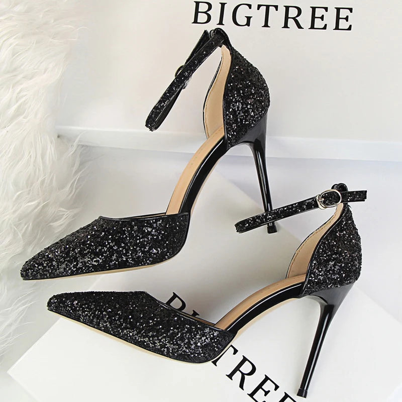 Sparkle Sequins Stiletto Heels Women Pumps - 10 cm Sexy High Heels