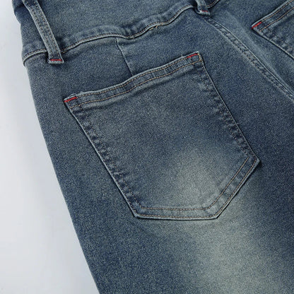 Vintage Button-up Denim Pants Street Style Low Rise Baggy Straight Jeans for Women y2k Aesthetic Loose Denim Trouser 90s