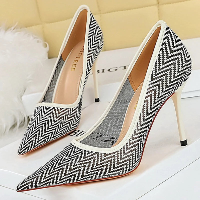 Lace Mesh Hollow Stiletto Heels Women Pumps Fashion High Heels