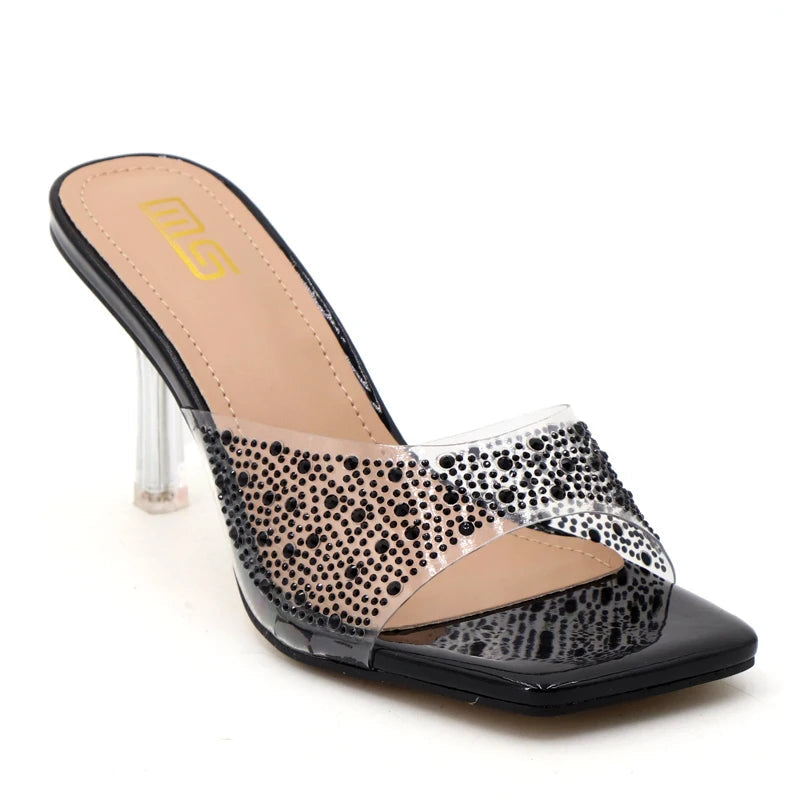 Summer Rhinestone Thin Heel High Heel Sandals Luxury Designer 8.5CM