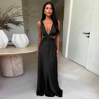 Deep V-Neck Slit Maxi Dress