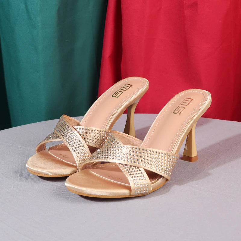 Luxury silk sandals for women with 8.5CM heels