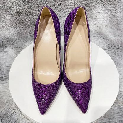 Embossed Crocodile Women Sexy Pointy Toe High Heel Shoes
