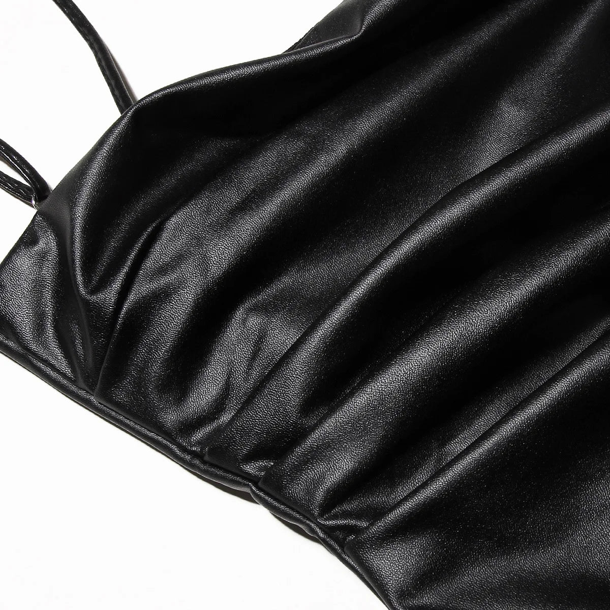 | Lace-Up Faux Leather Midi Dress