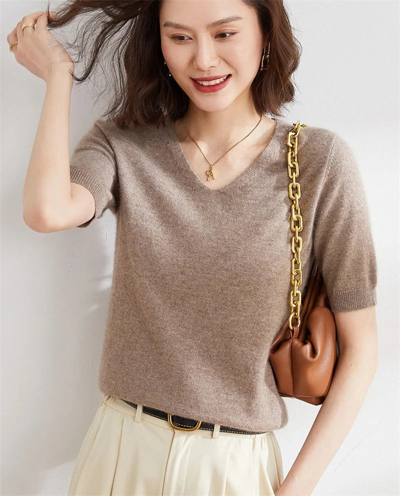 | V-Neck Knit Top