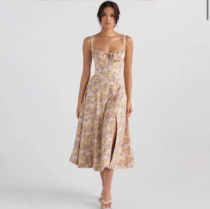 Corset Spaghetti Strap Floral Dress