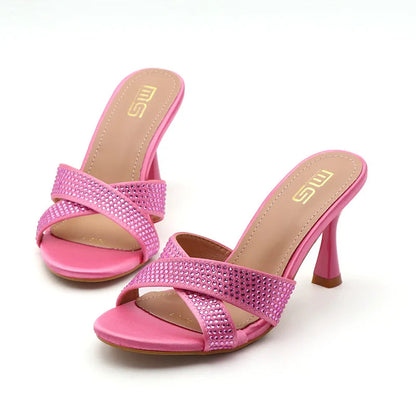 Luxury silk sandals for women with 8.5CM heels