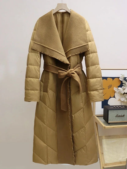| Wool-Trim Down Coat