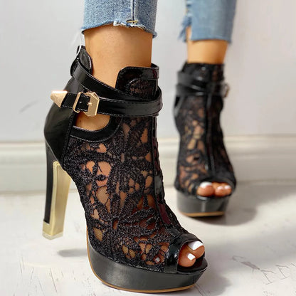 | Lace Mesh Heels