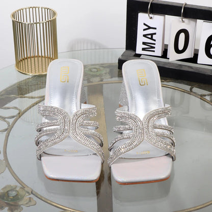 Luxurious Hollowed Out High Heel Slippers for Summer Fashion