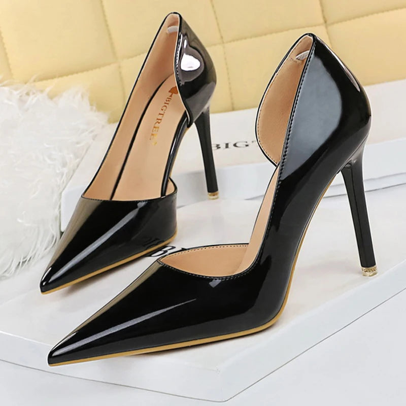 Sexy Pu Leather Kitten Heels Party Shoes for Women