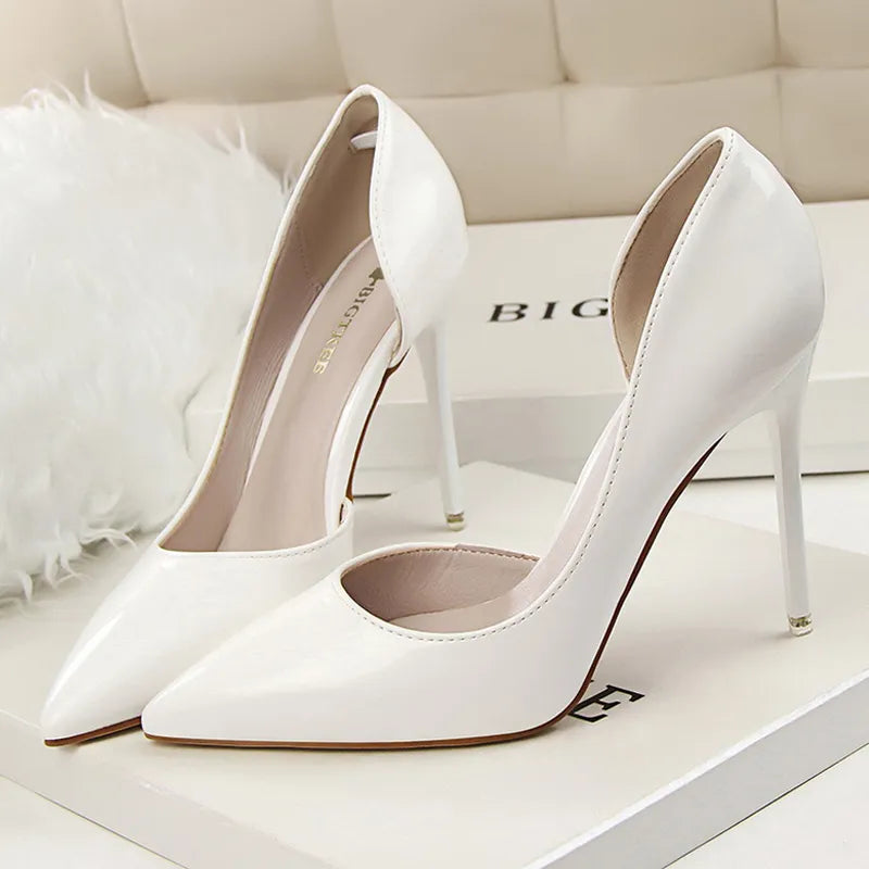 Patent Leather High Heel Stiletto Party Shoes for Women in Office Career