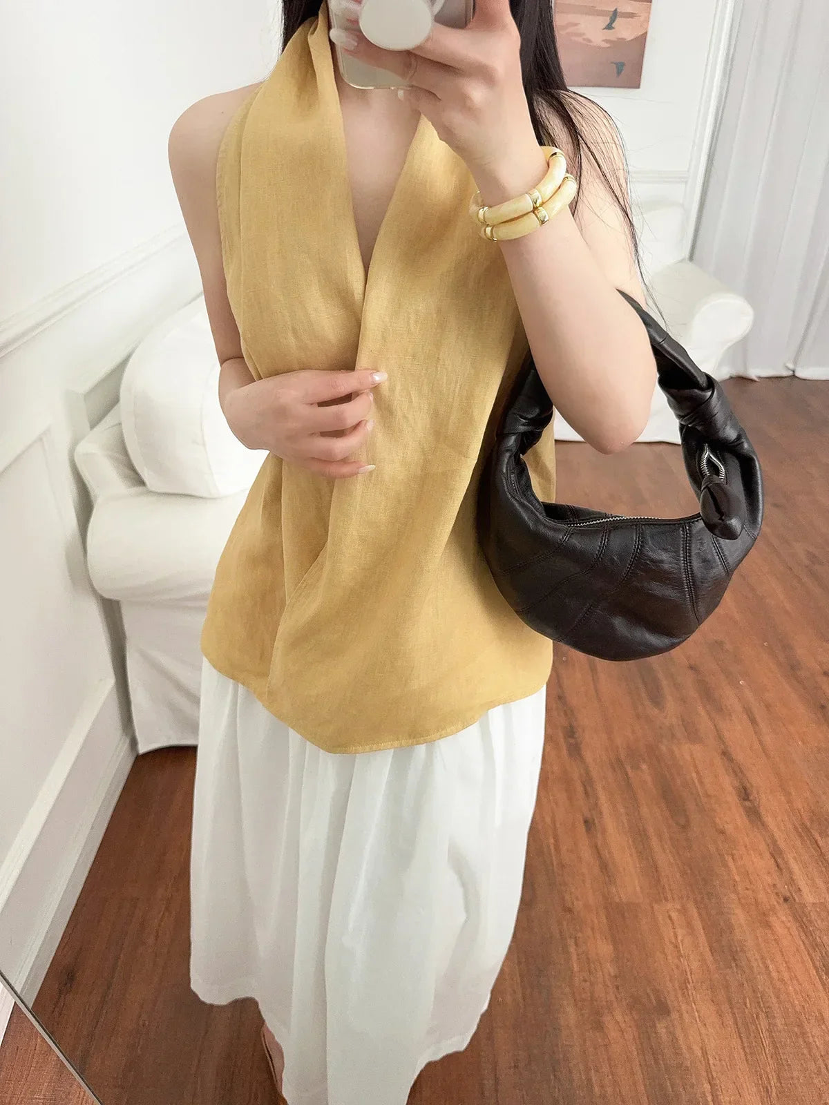 | Drape Linen Vest
