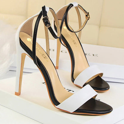 Pu Leather Women Pumps with 11 Cm Super High Heels and Belt Buckle