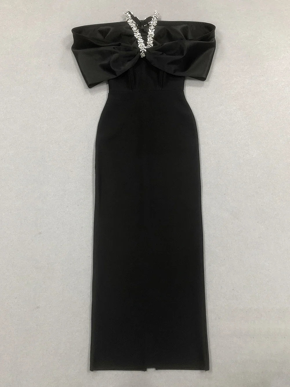 Pleated Strapless Bow Ankle Length Dress