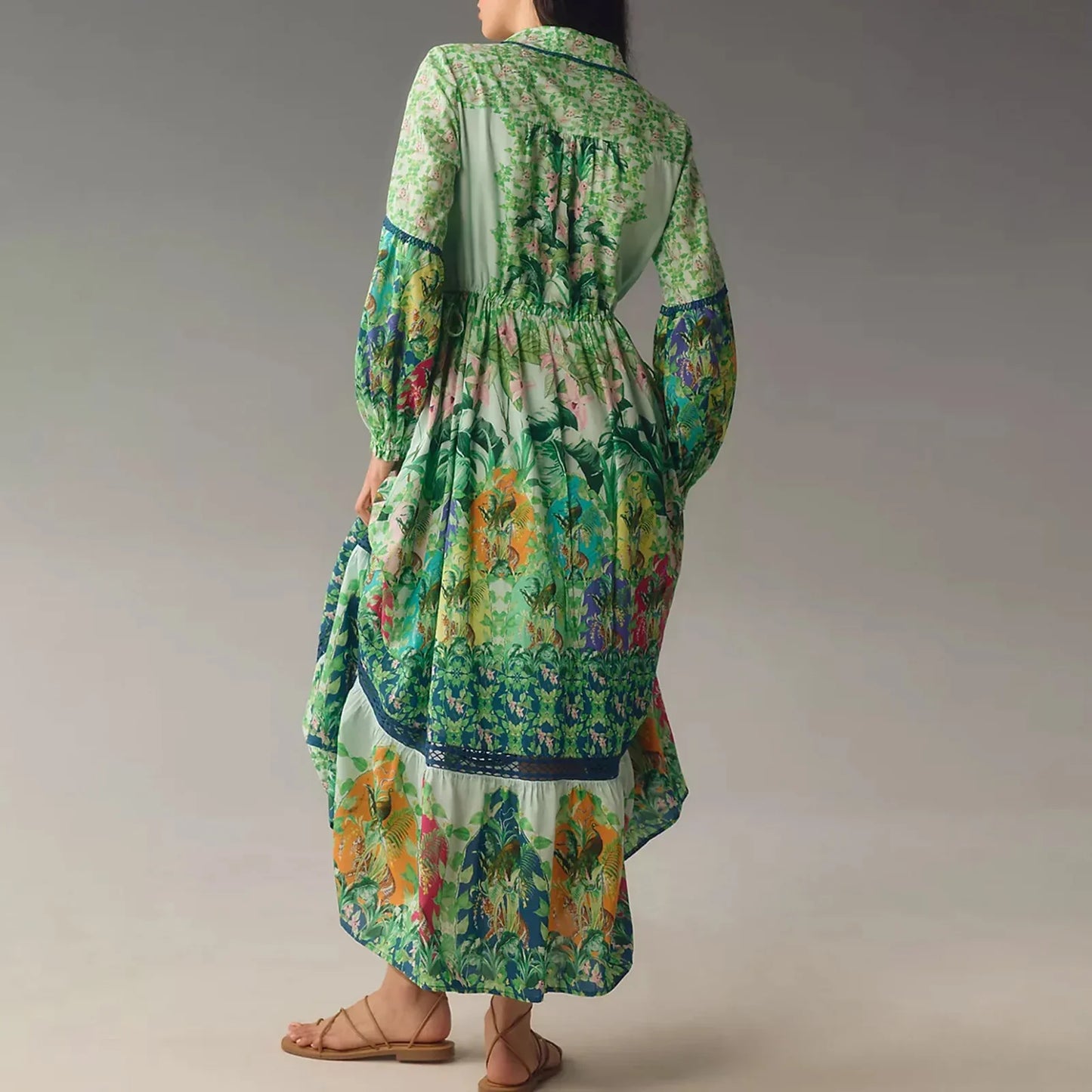 Vintage Floral Shirt Loose Vacation Dress