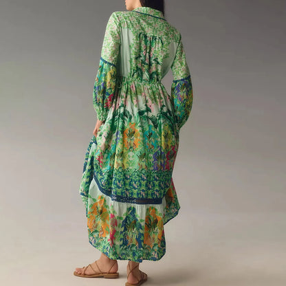 Vintage Floral Shirt Loose Vacation Dress