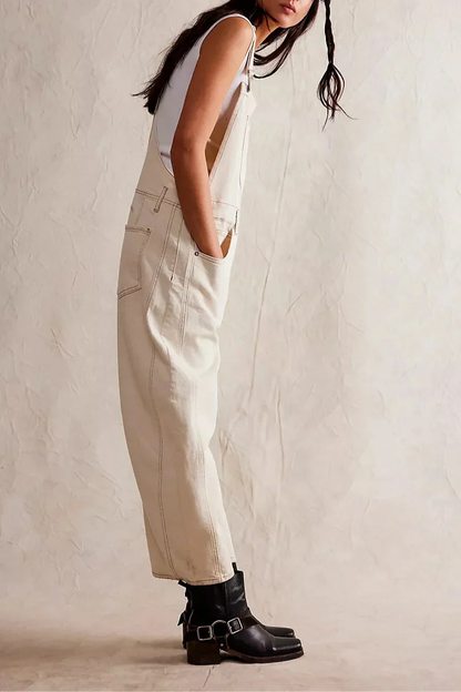 | Wide-Leg Denim Overalls