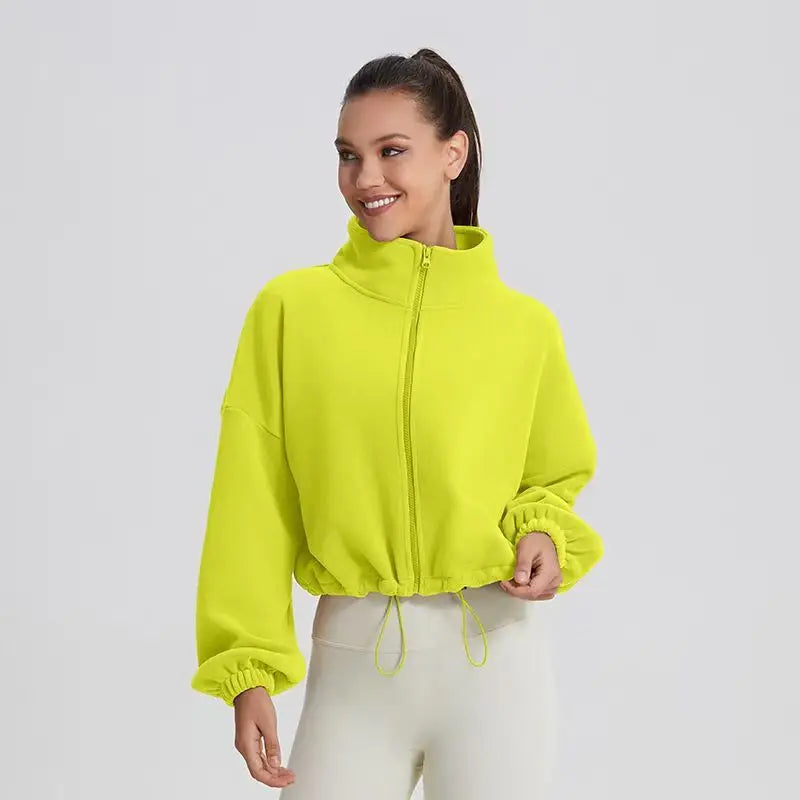 Patchwork Shirring Zipper Coat