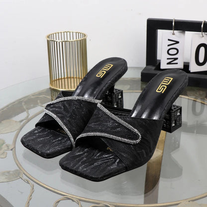 Luxury gold high-heeled slippers with special shape for fall