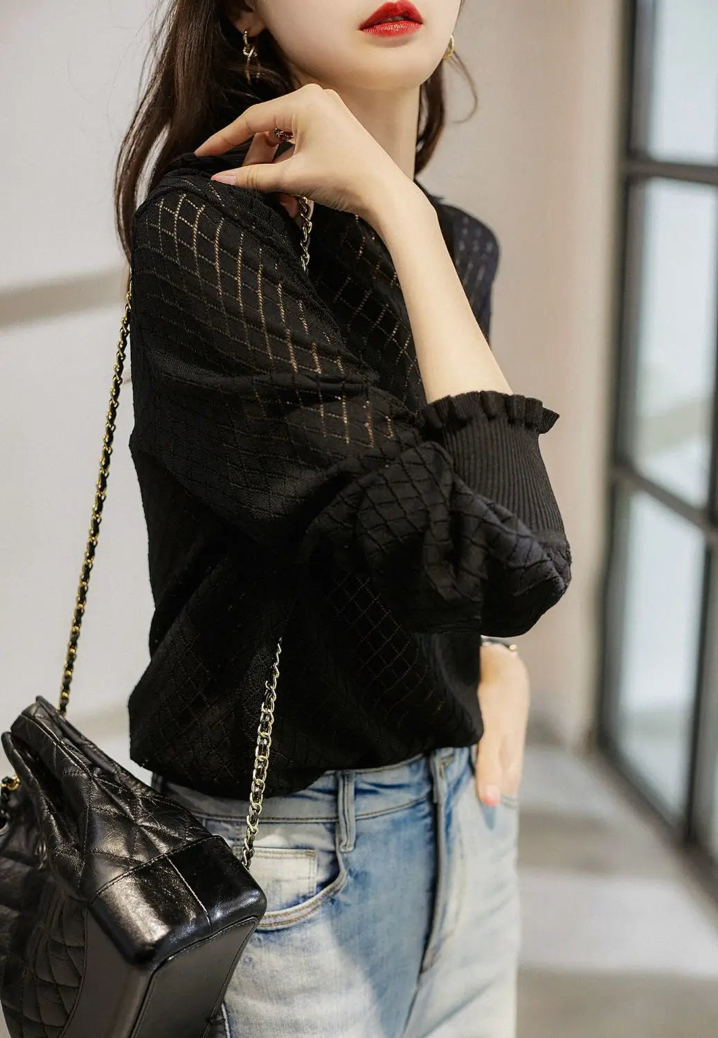| Knit Top in Diamond Pattern