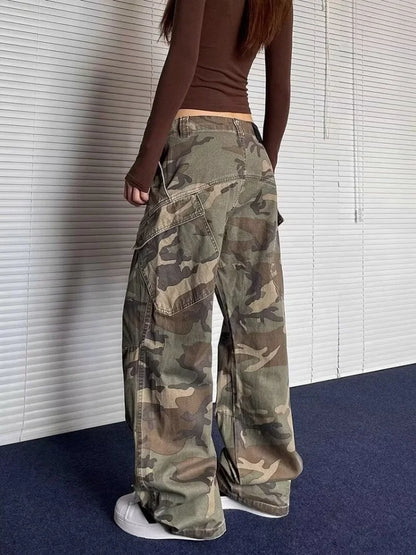 Washed Camouflage Pleated Cargo Pant