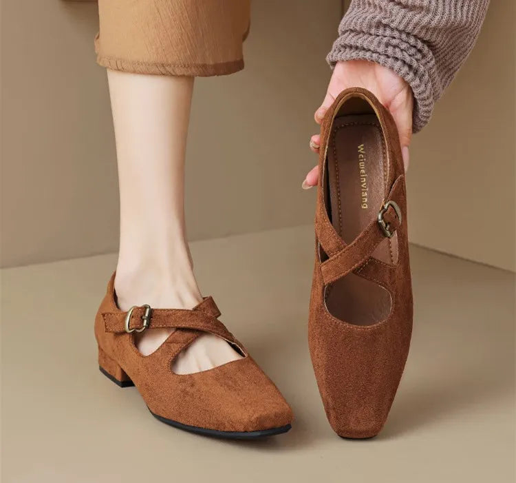 | Buckled Suede Mule