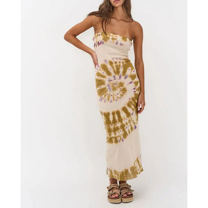 Y2K Slim Vintage Strapless Bodycon Dress