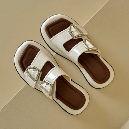 | Twin-Buckle Slide Sandals