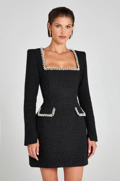 | Tweed Pearl Trim Blazer Mini Dress