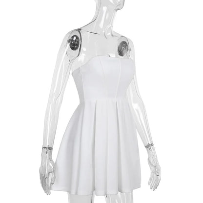Elegant Strapless Corset A Line Solid Mini Dress