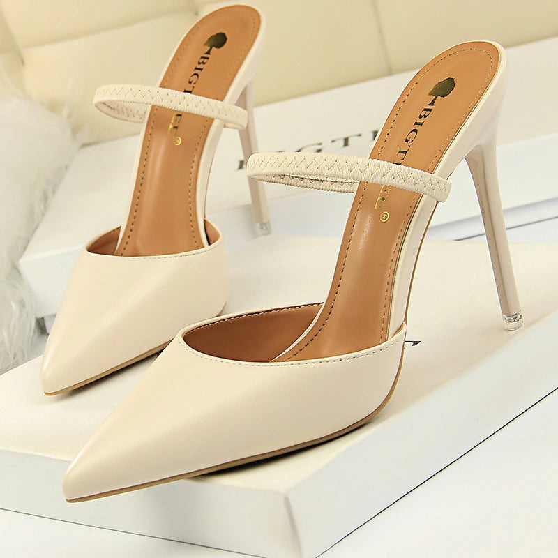 Rivet High Heels Woman Pumps Pu Leather 9cm Sexy Party Women Heels