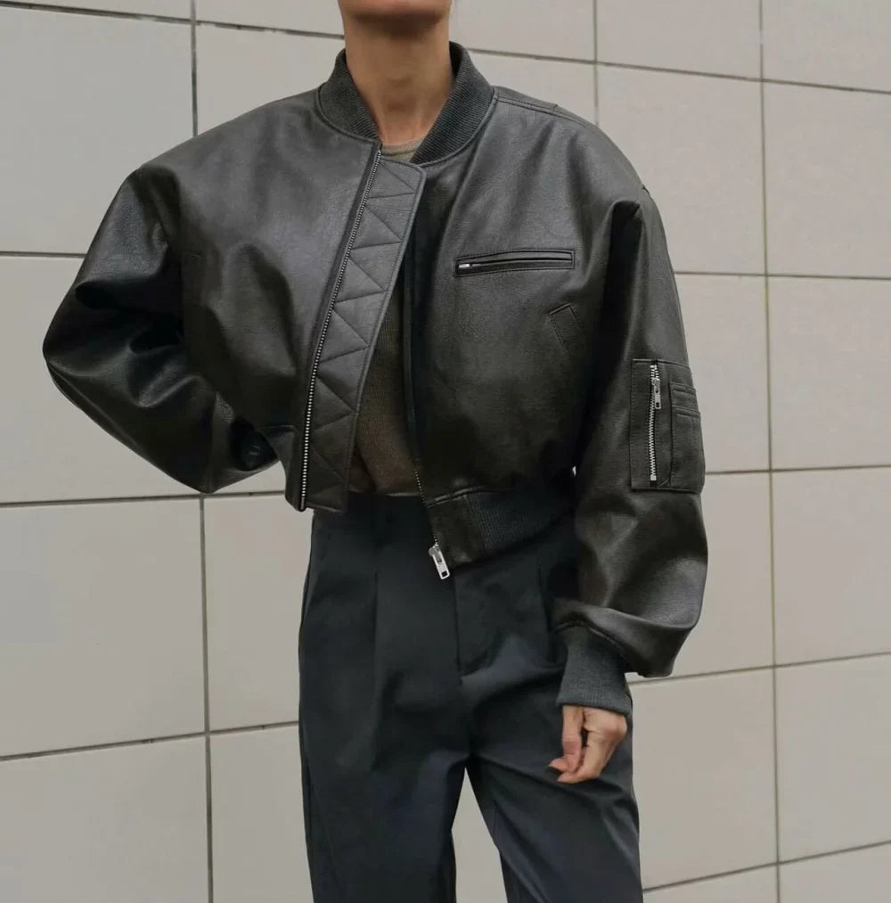 Chunky Spice Leather Short Coat
