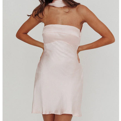 Strapless Scarf Backless Mini Bodycon Dress