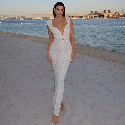 Tie Cut Out Backless Sleeveless Midi Dress