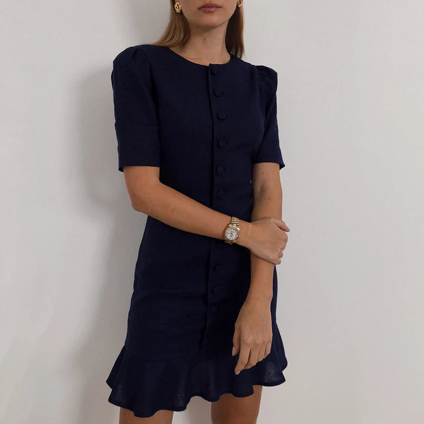 Pink Puff Sleeve A-Line Mini Dress