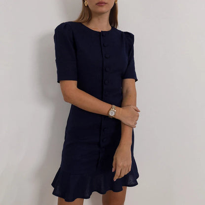 Pink Puff Sleeve A-Line Mini Dress