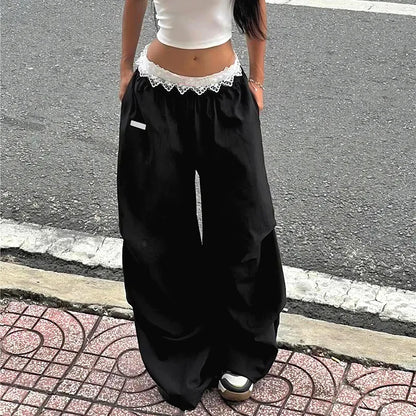 Lace Patchwork Cargo Joggers Pant