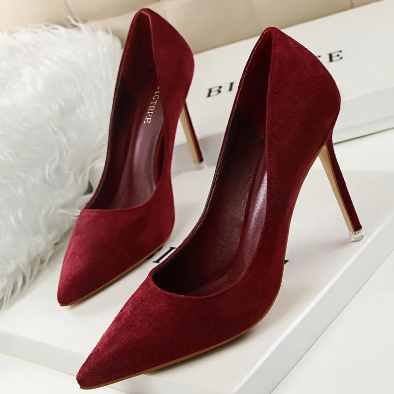 Suede High Heel Pumps - Fashionable Office and Party Shoes
