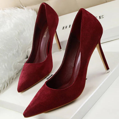 Suede High Heel Pumps - Fashionable Office and Party Shoes
