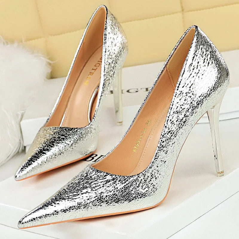 Sequin Cloth Women Pumps Fashion Wedding Shoes Lady High Heels - Luxury