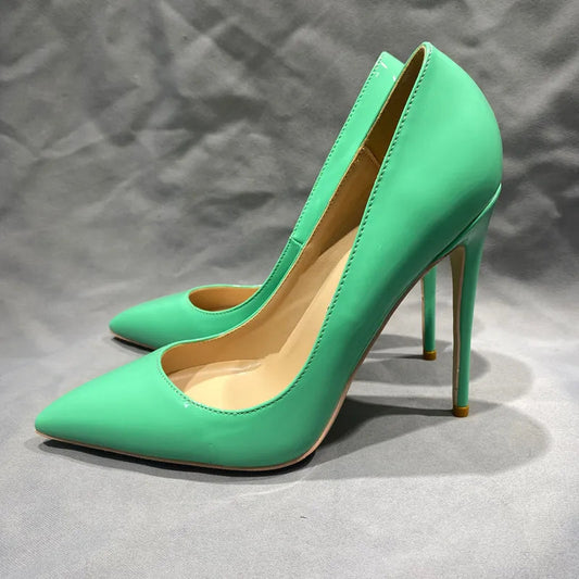 Green Patent Women Pointy Toe High Heels