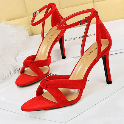 11cm High Heeled Suede Stilettos Sandals for Ladies Summer