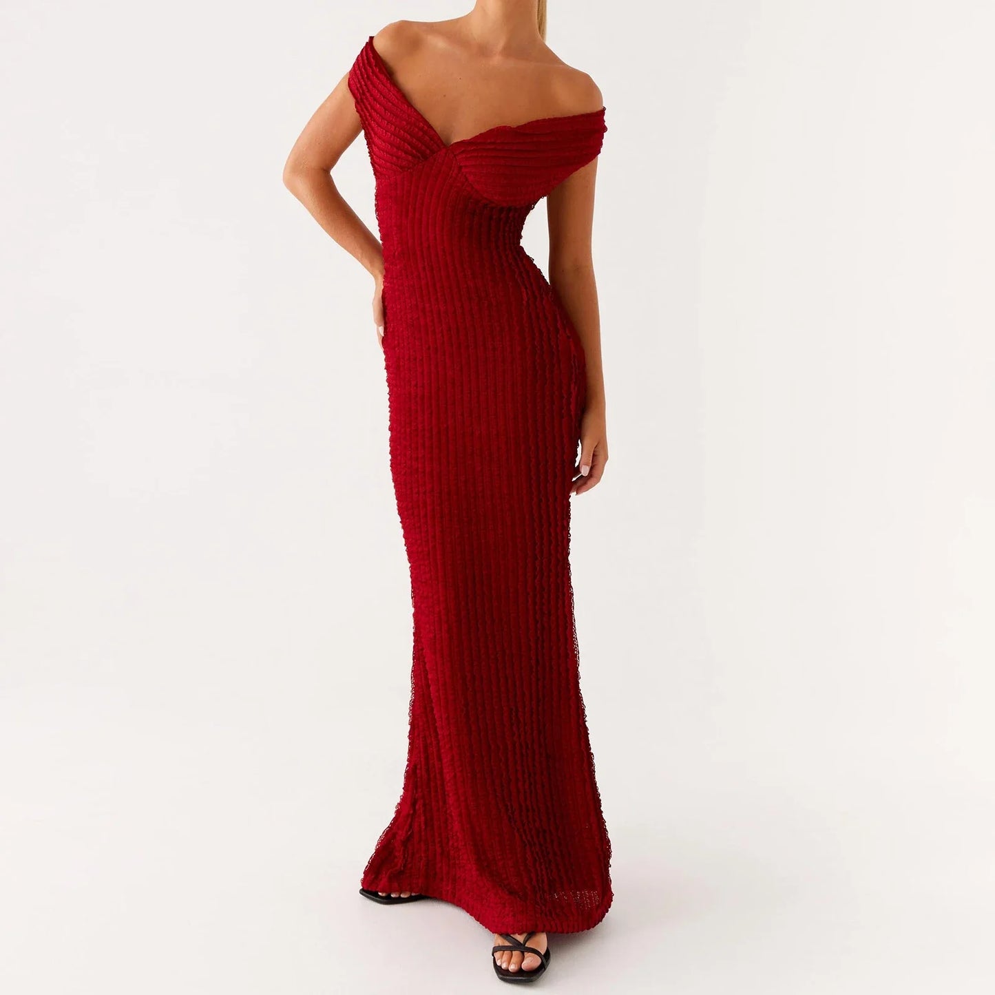 Off Shoulder Slash Neck Bo Bodycon Dress