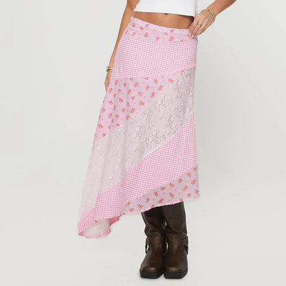 Zip Low Waist Floral Lace Skirt