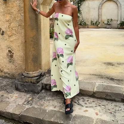 Strapless Floral A-Line Vacation Dress