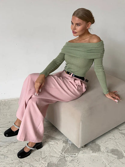 | Off-Shoulder Knit Top